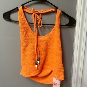 Orange cropped halter top